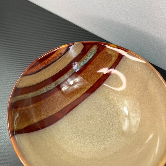 Sango Avanti Brown 4722 Ceramic 9" Cereal Bowl With Earthy Stripes - Picture 2 of 7